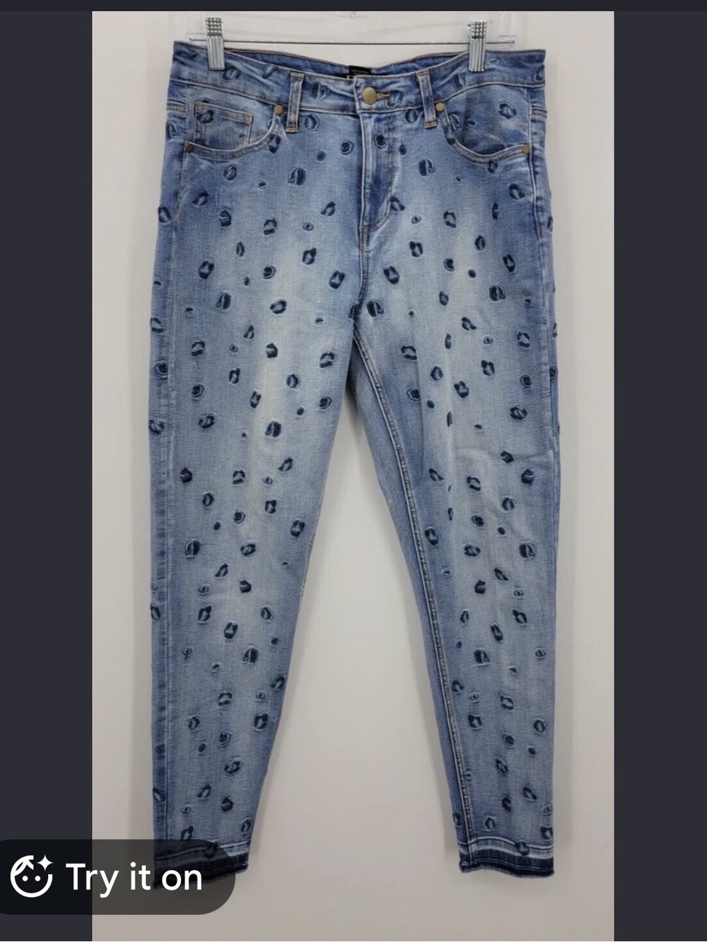 Baccini Light Blue Leopard-Spot Skinny Jeans